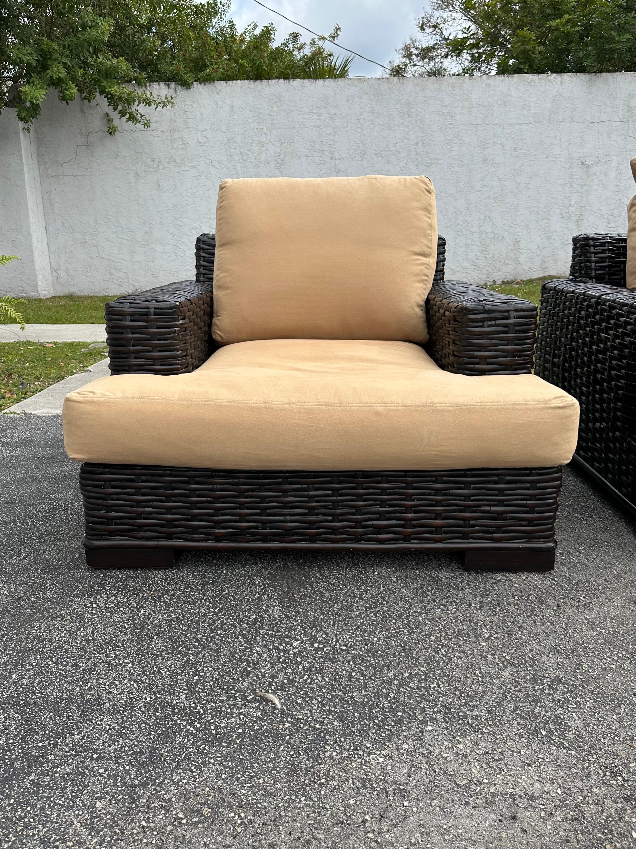 Ralph Lauren Sofá y Sillas de Ratán Tejido Orgánico Moderno Canyon, set de 3 en venta 5