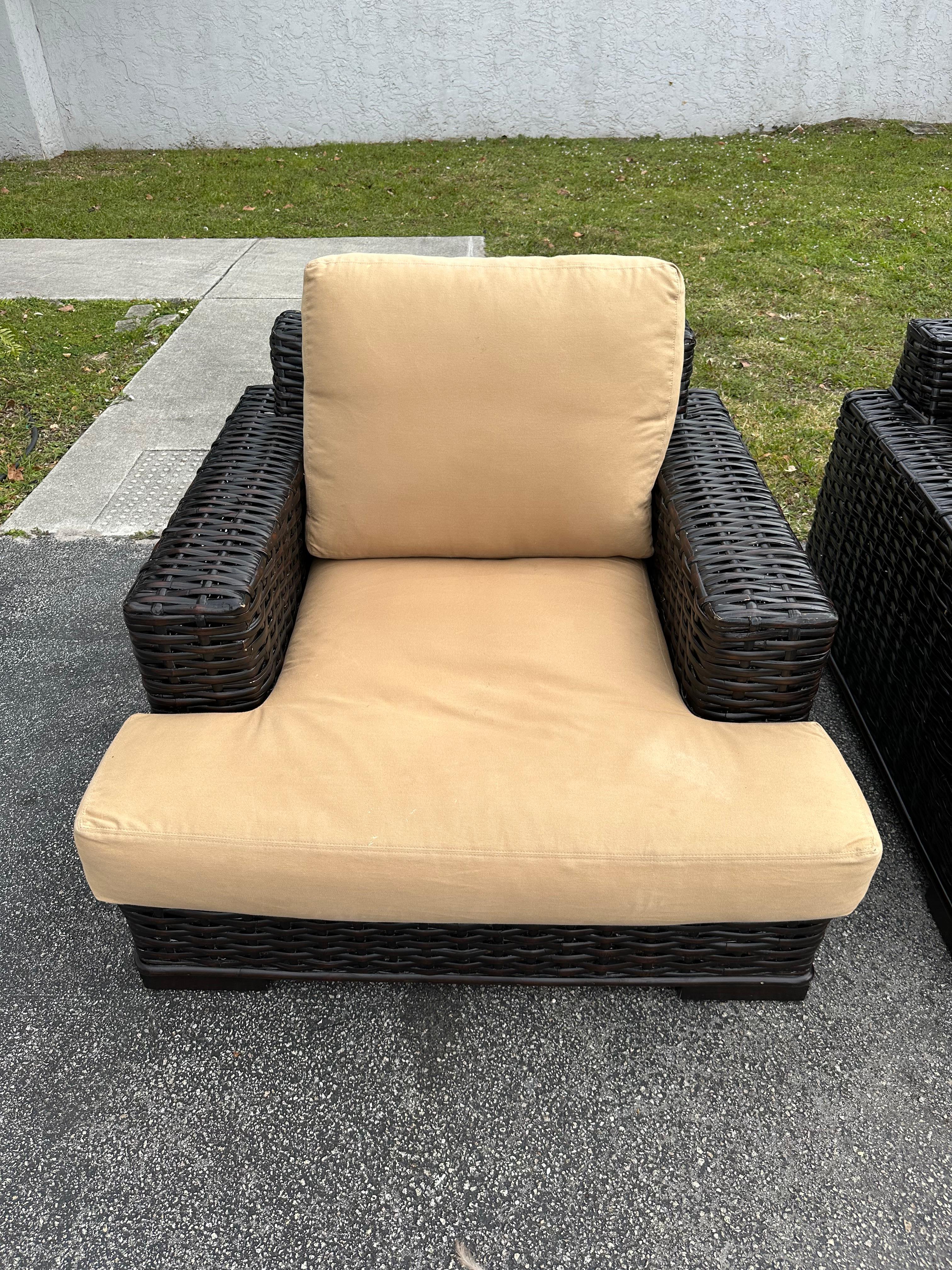 Ralph Lauren Sofá y Sillas de Ratán Tejido Orgánico Moderno Canyon, set de 3 en venta 6
