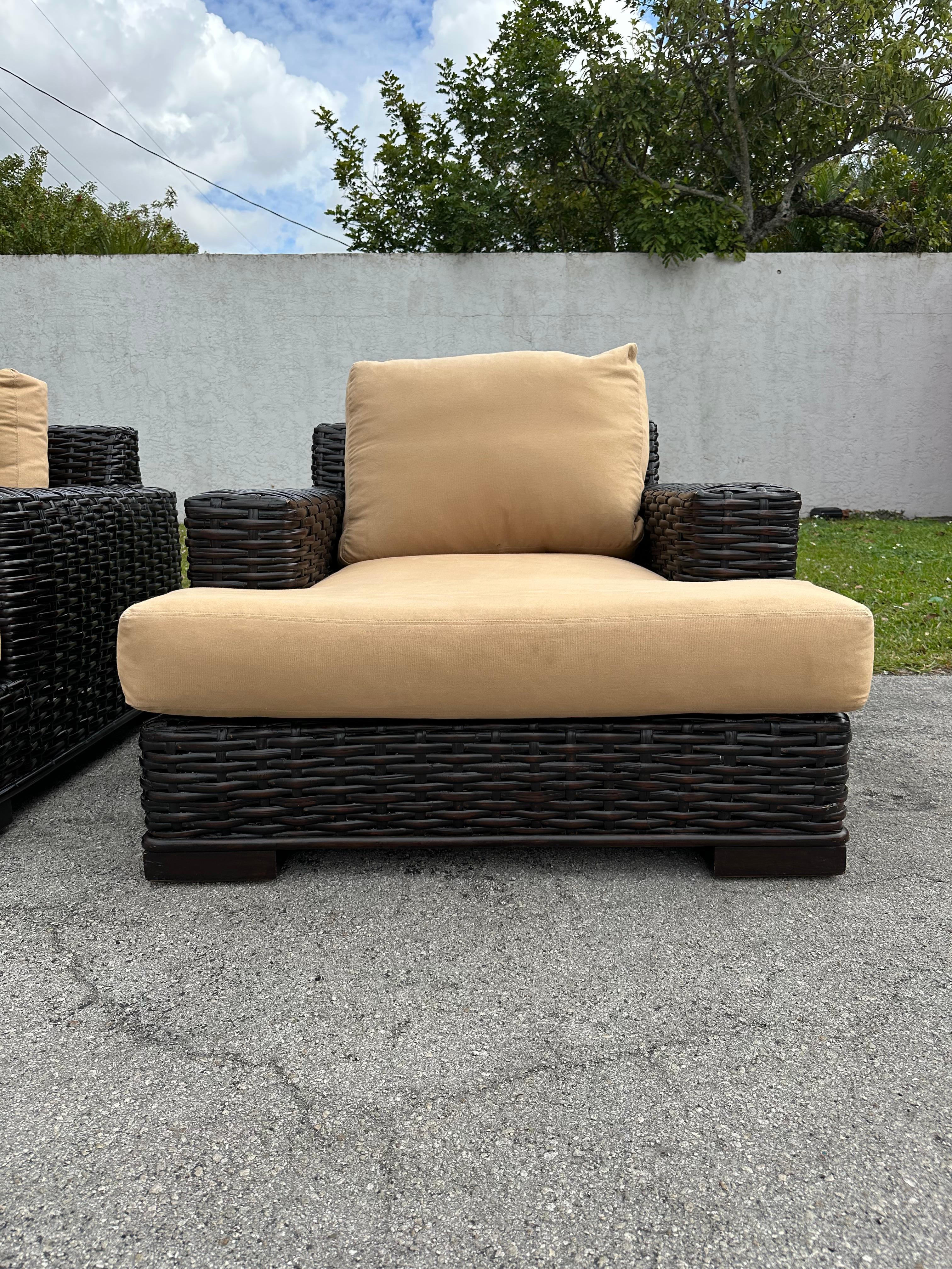Ralph Lauren Sofá y Sillas de Ratán Tejido Orgánico Moderno Canyon, set de 3 en venta 7