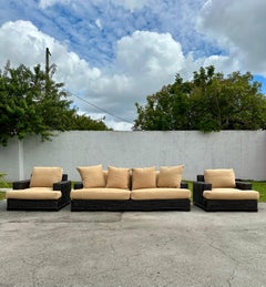 Ralph Lauren Organic Modern Woven Rattan Canyon Sofa And Chairs, Set of 3