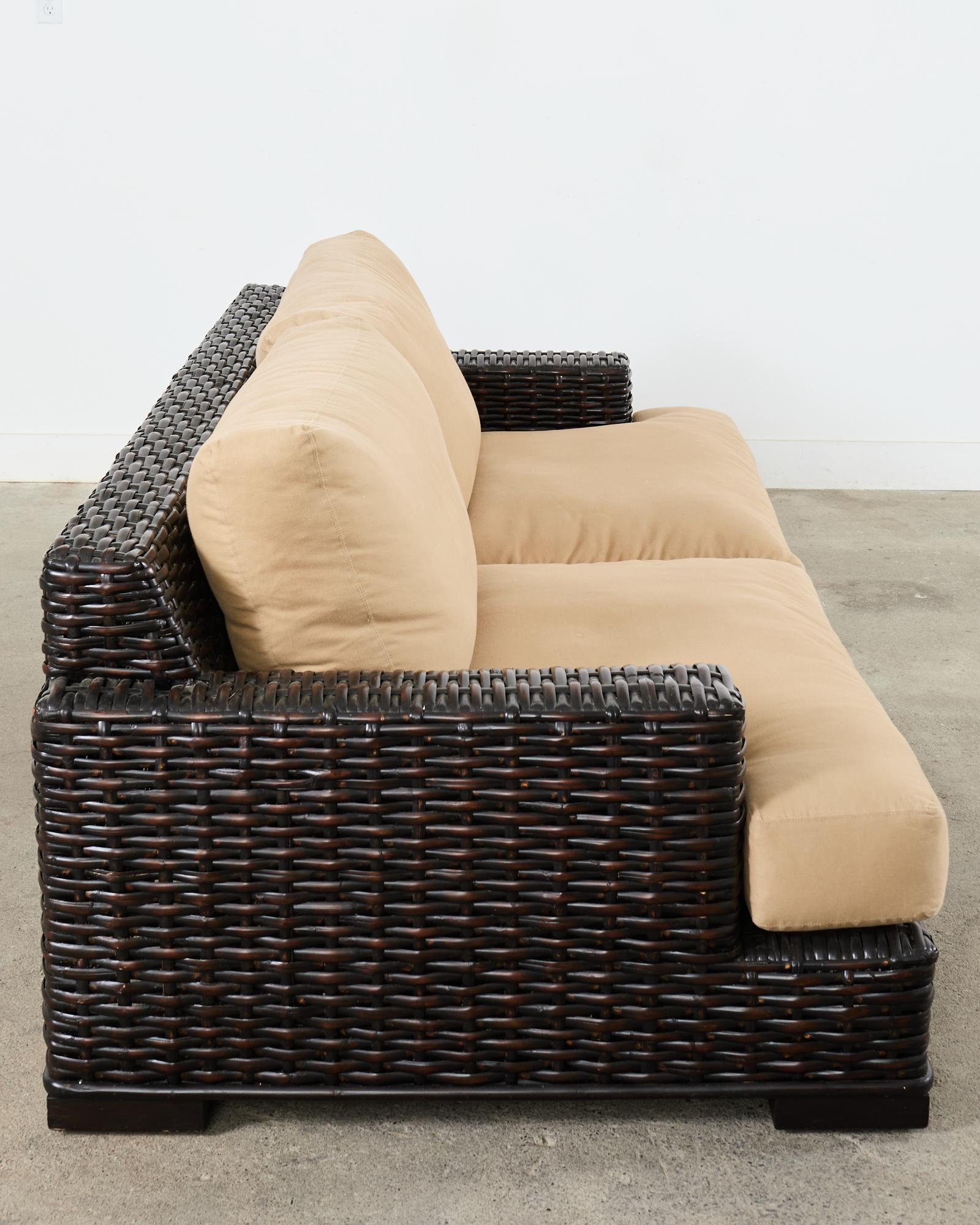 Ralph Lauren Organic Modern Woven Rattan Canyon Sofa For Sale 3