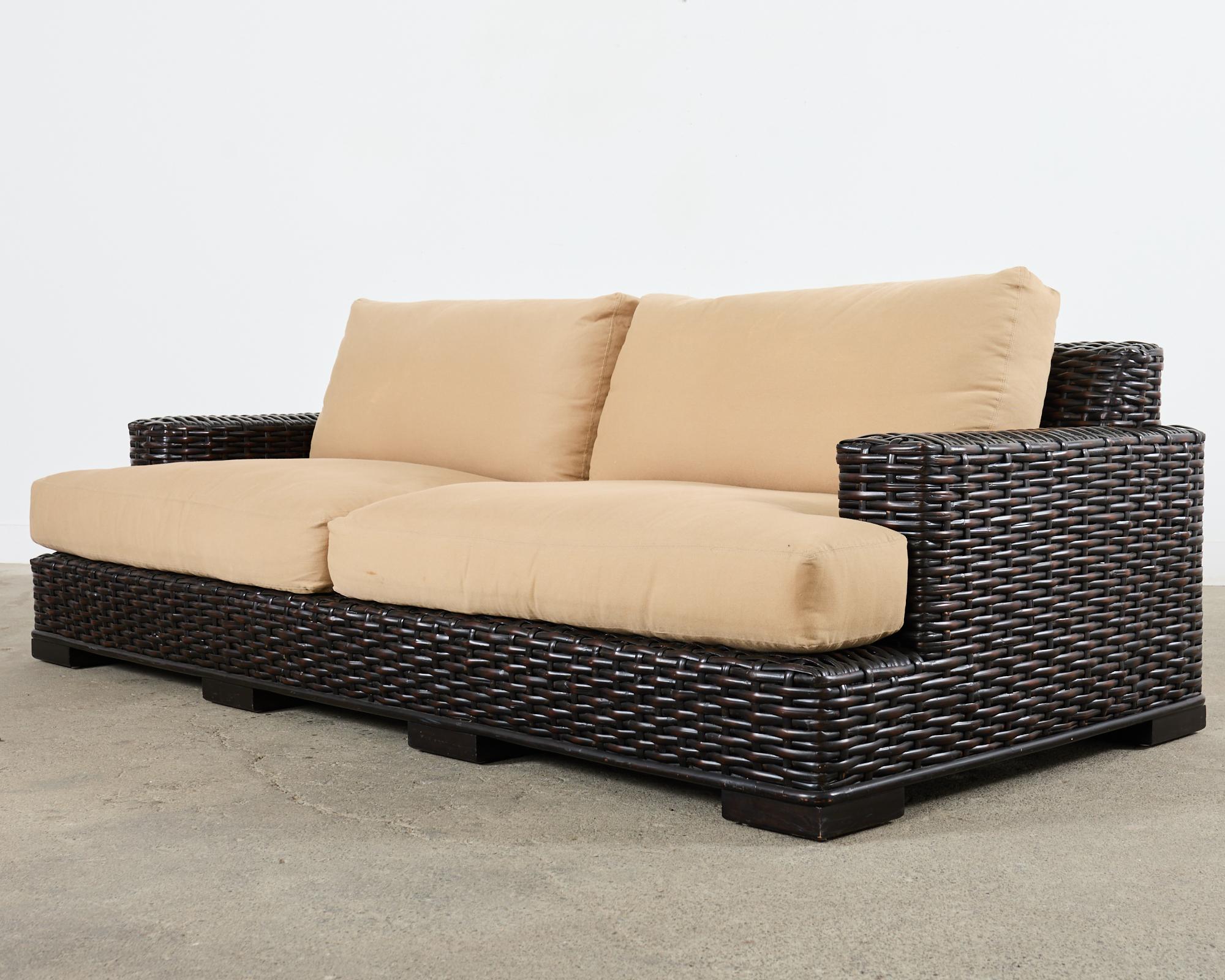 American Ralph Lauren Organic Modern Woven Rattan Canyon Sofa