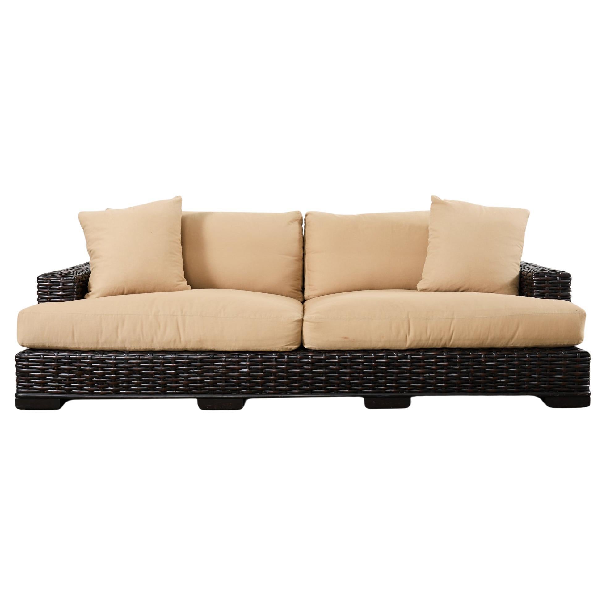 Ralph Lauren Organic Modern Woven Rattan Canyon Sofa For Sale