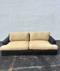 Ralph Lauren Organic Modern Woven Rattan Expresso Brown Canyon Sofa