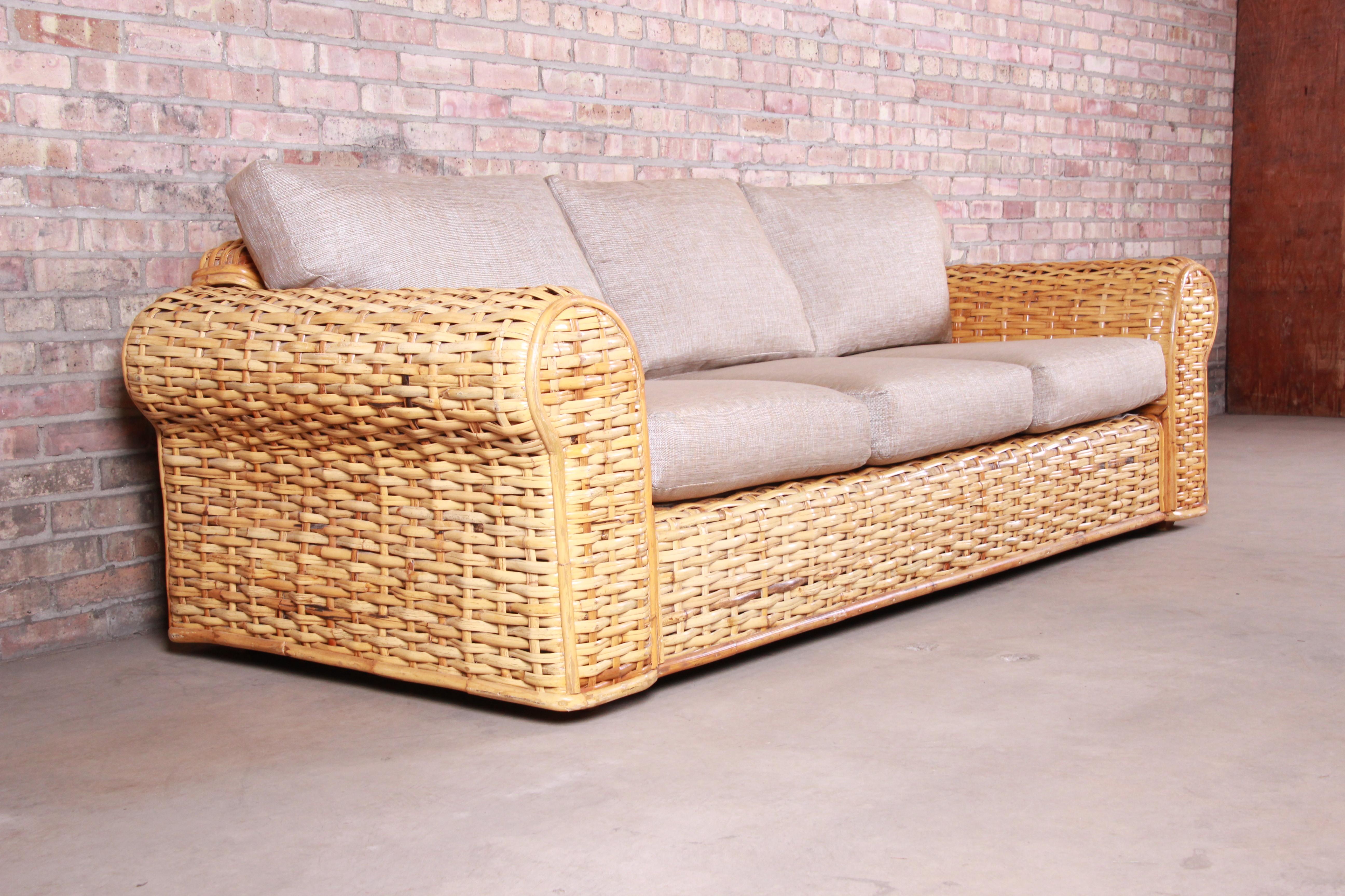 American Ralph Lauren Organic Modern Woven Rattan Sofa