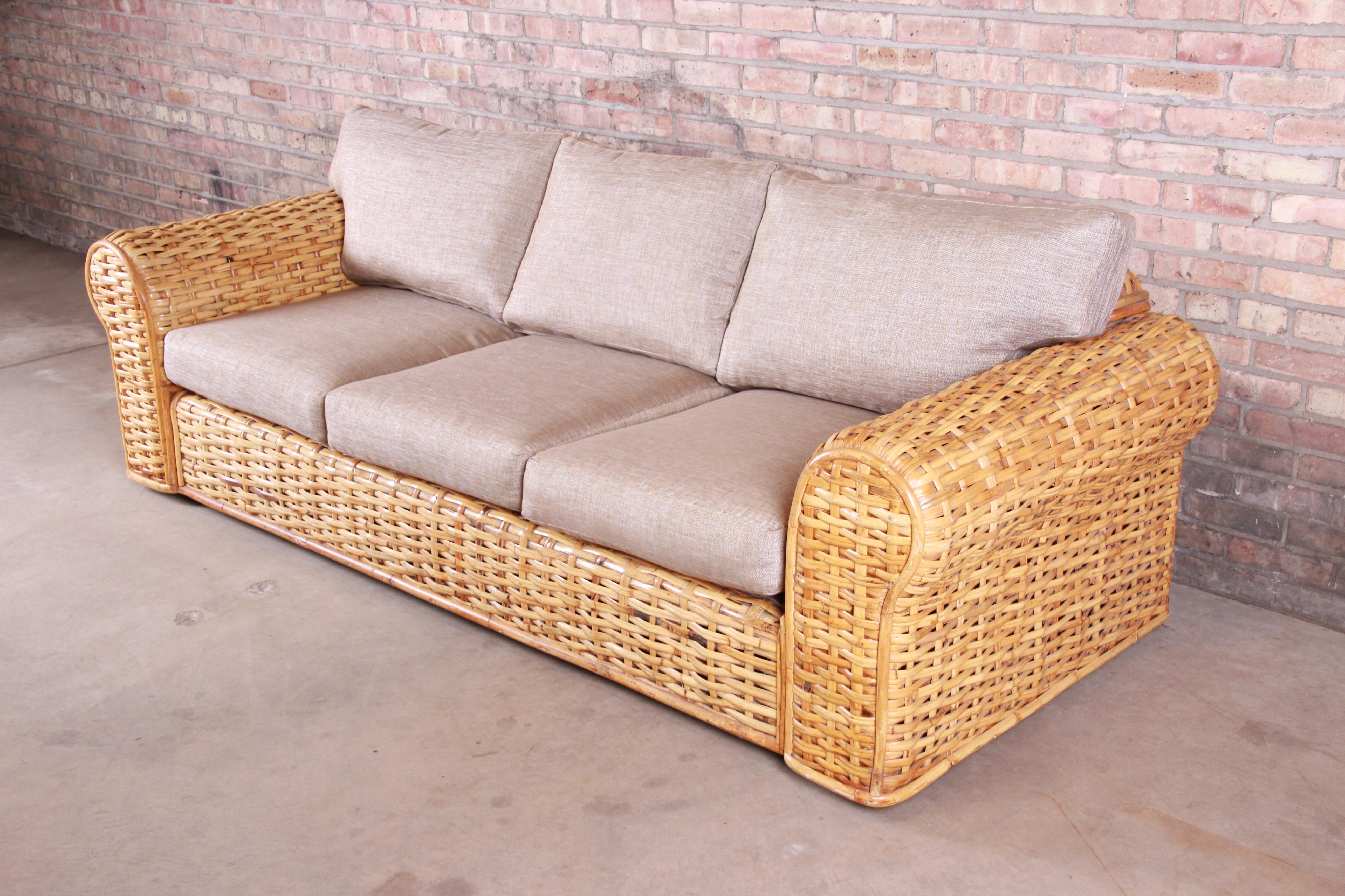 Ralph Lauren Organic Modern Woven Rattan Sofa In Good Condition In South Bend, IN