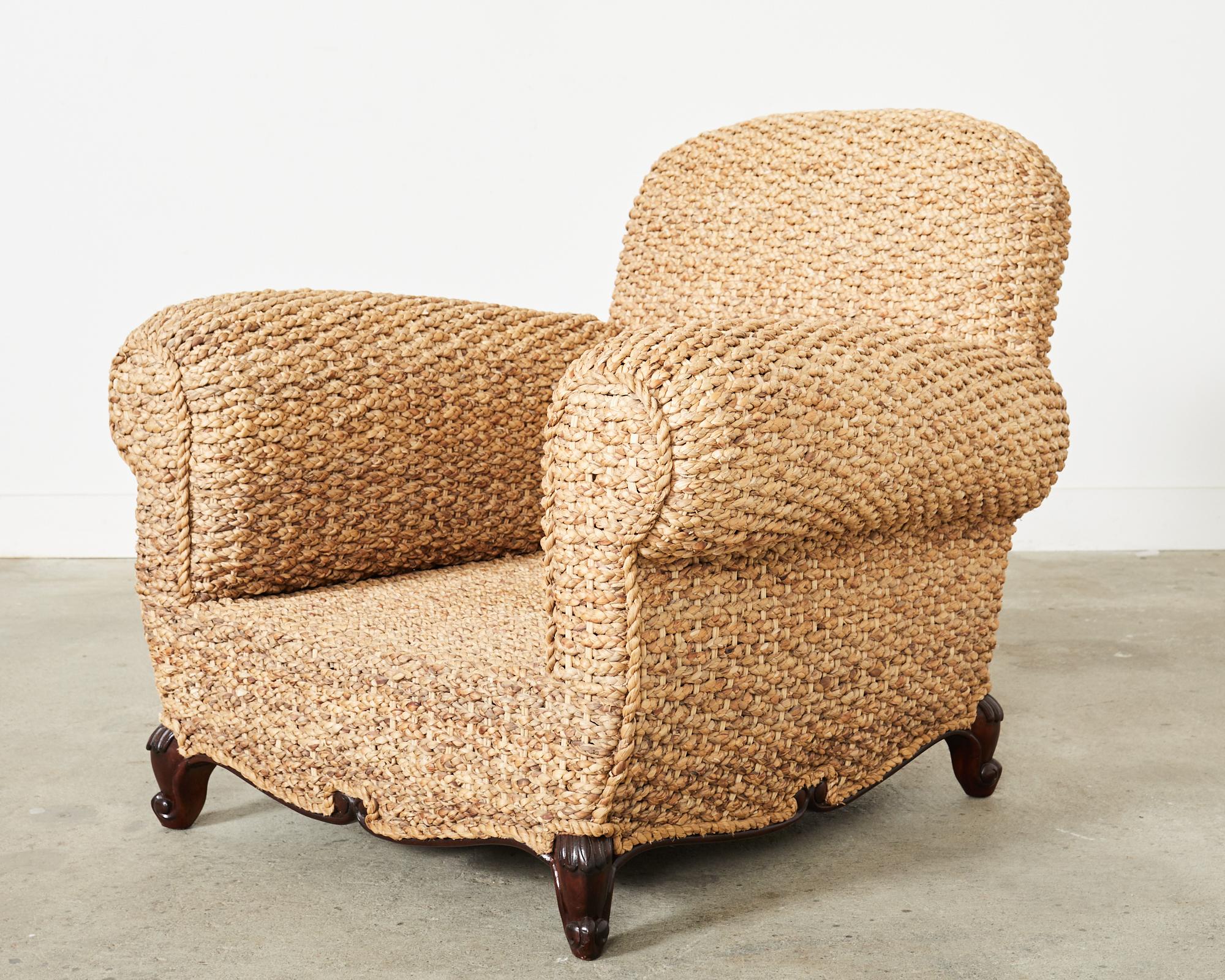 Hand-Crafted Ralph Lauren Organic Modern Woven Seagrass Lounge Chair For Sale