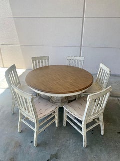 Set da pranzo ovale rotondo allungabile in stile rustico con piedi a zampa d'asino di Ralph Lauren, 7 pezzi