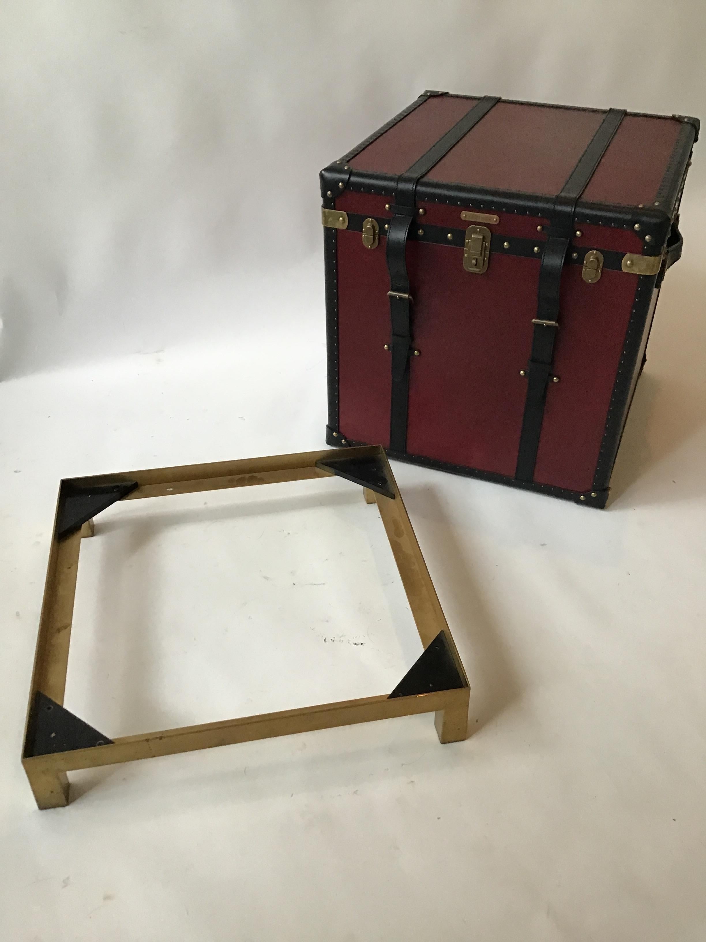 Ralph Lauren Oxford Red Leather Trunk Table 7