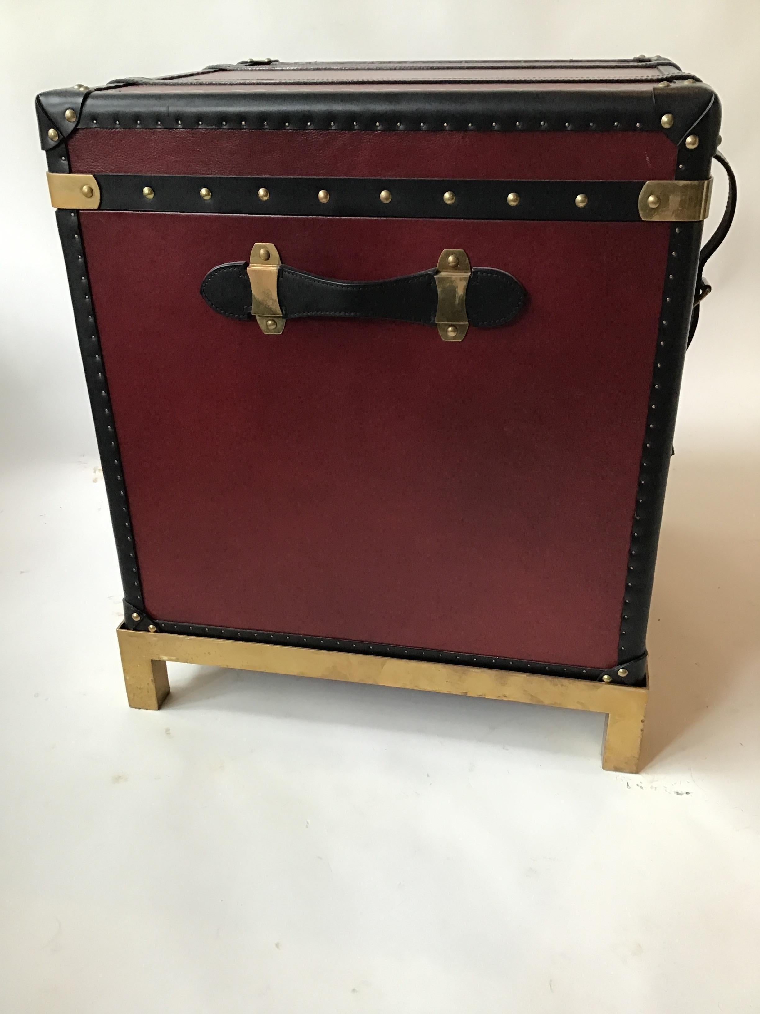 Contemporary Ralph Lauren Oxford Red Leather Trunk Table