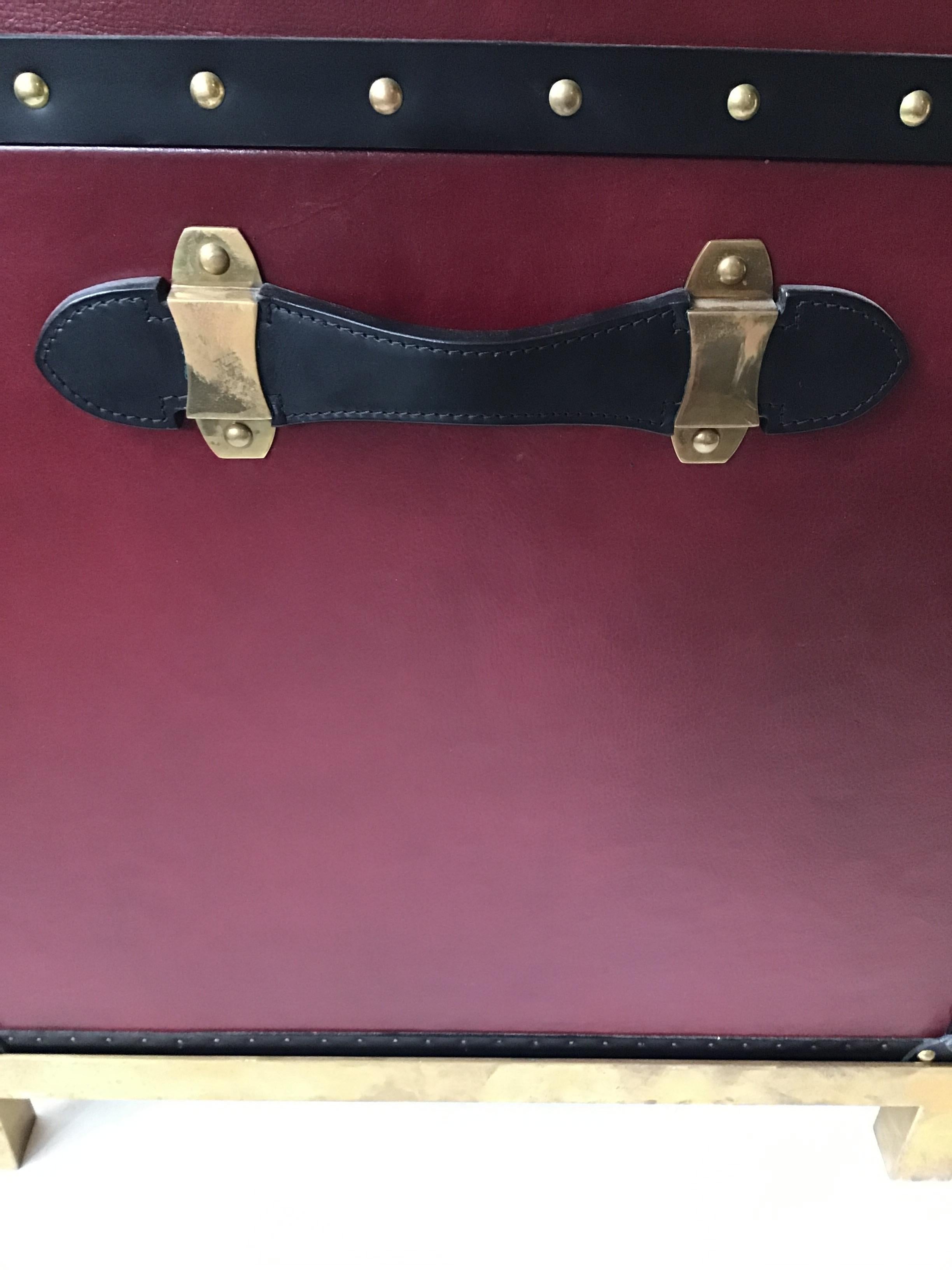 Ralph Lauren Oxford Red Leather Trunk Table 1
