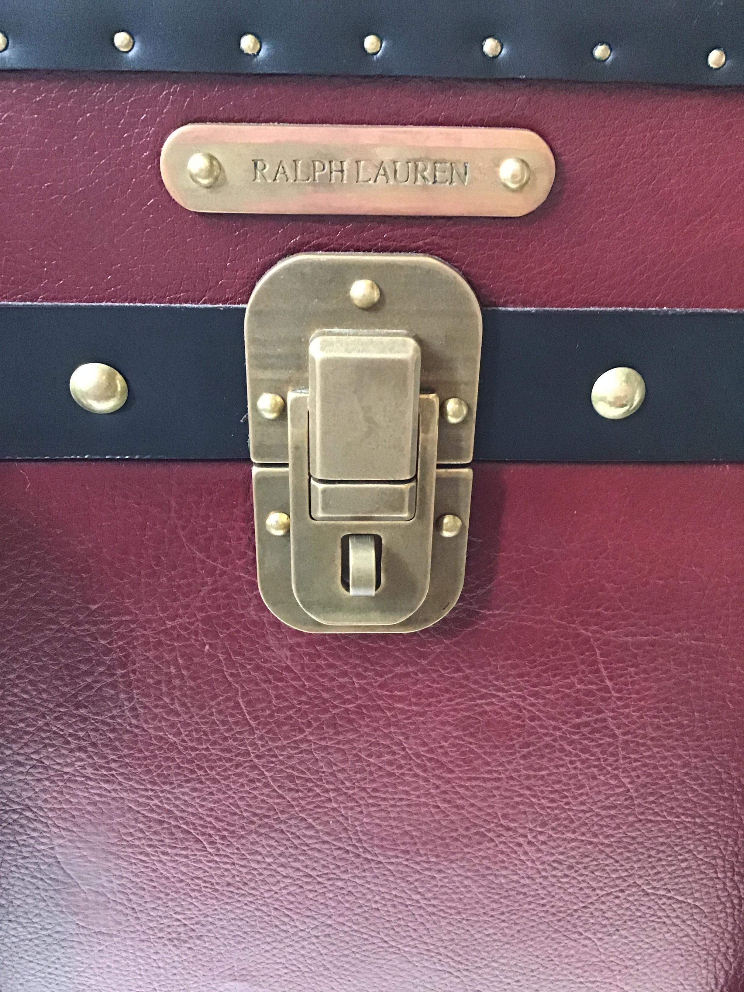 Ralph Lauren Oxford Red Leather Trunk Table 2