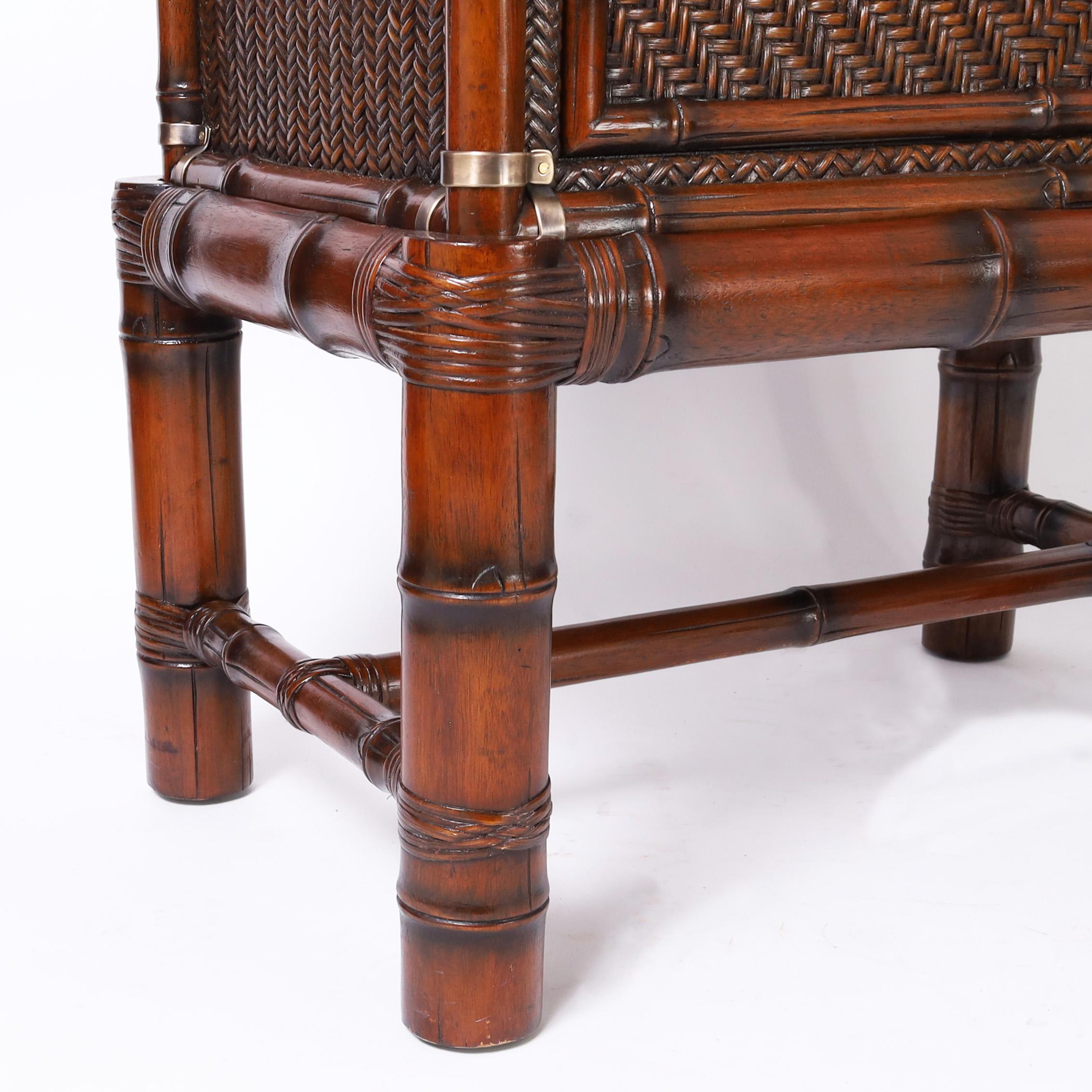 Ralph Lauren Pair of British Colonial Style Bamboo and Rattan Stands 2
