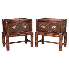 Ralph Lauren Pair of British Colonial Style Bamboo and Rattan Stands