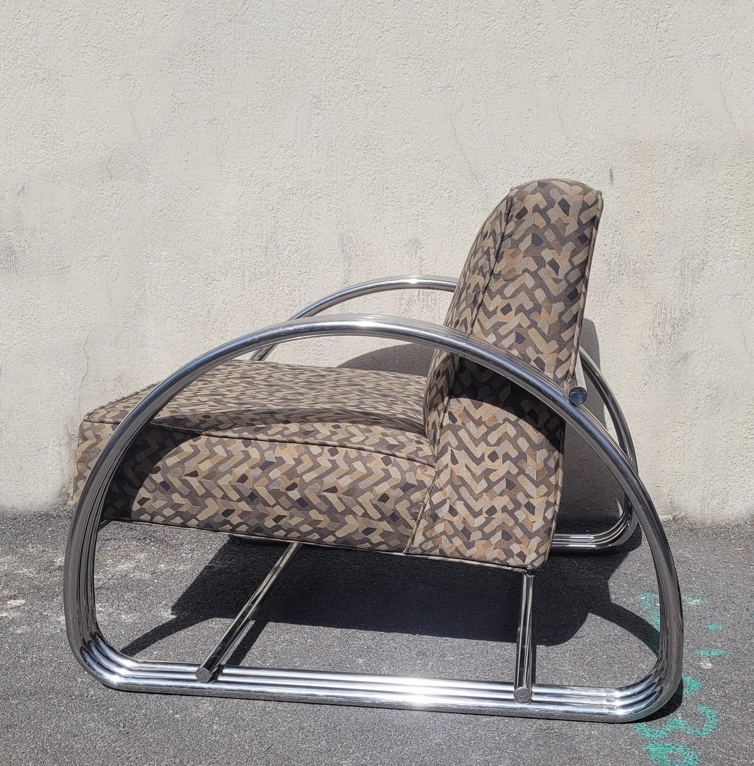 Ralph Lauren, Pair Of Large Chrome Armchairs, XXth Century In Good Condition In MARSEILLE, FR