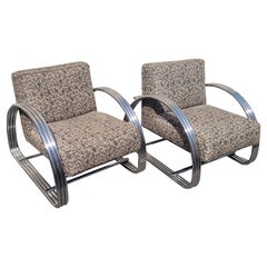 Ralph Lauren, Pair Of Large Chrome Armchairs, XXth Century