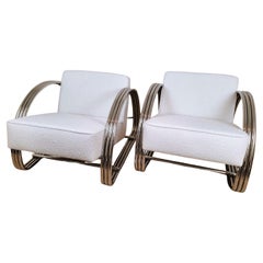 Ralph Lauren, Pair Of Large Chrome Armchairs, XXth Century