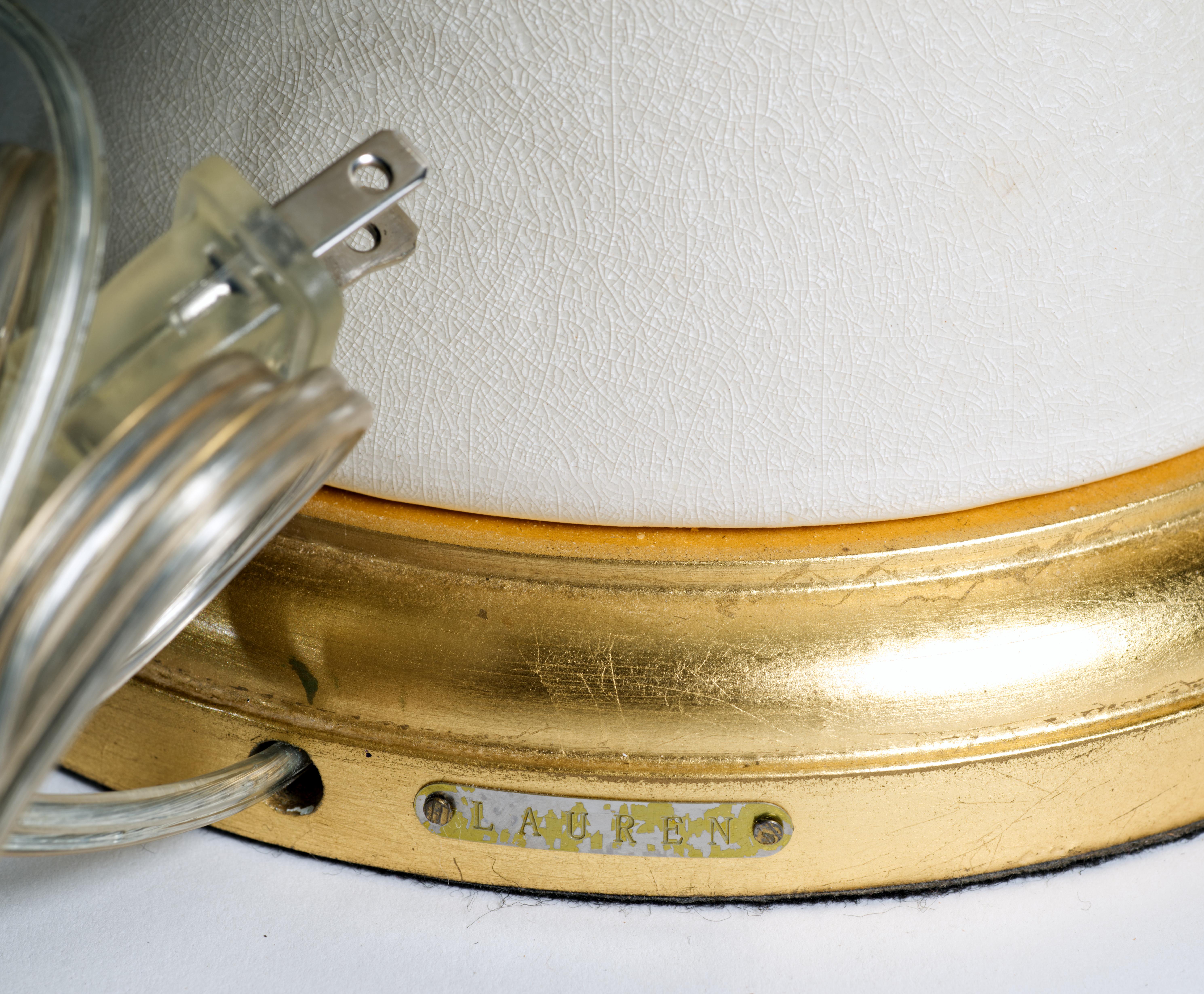 20th Century Ralph Lauren Pair of Large Urn Table Lamps, White Craquelure Glaze