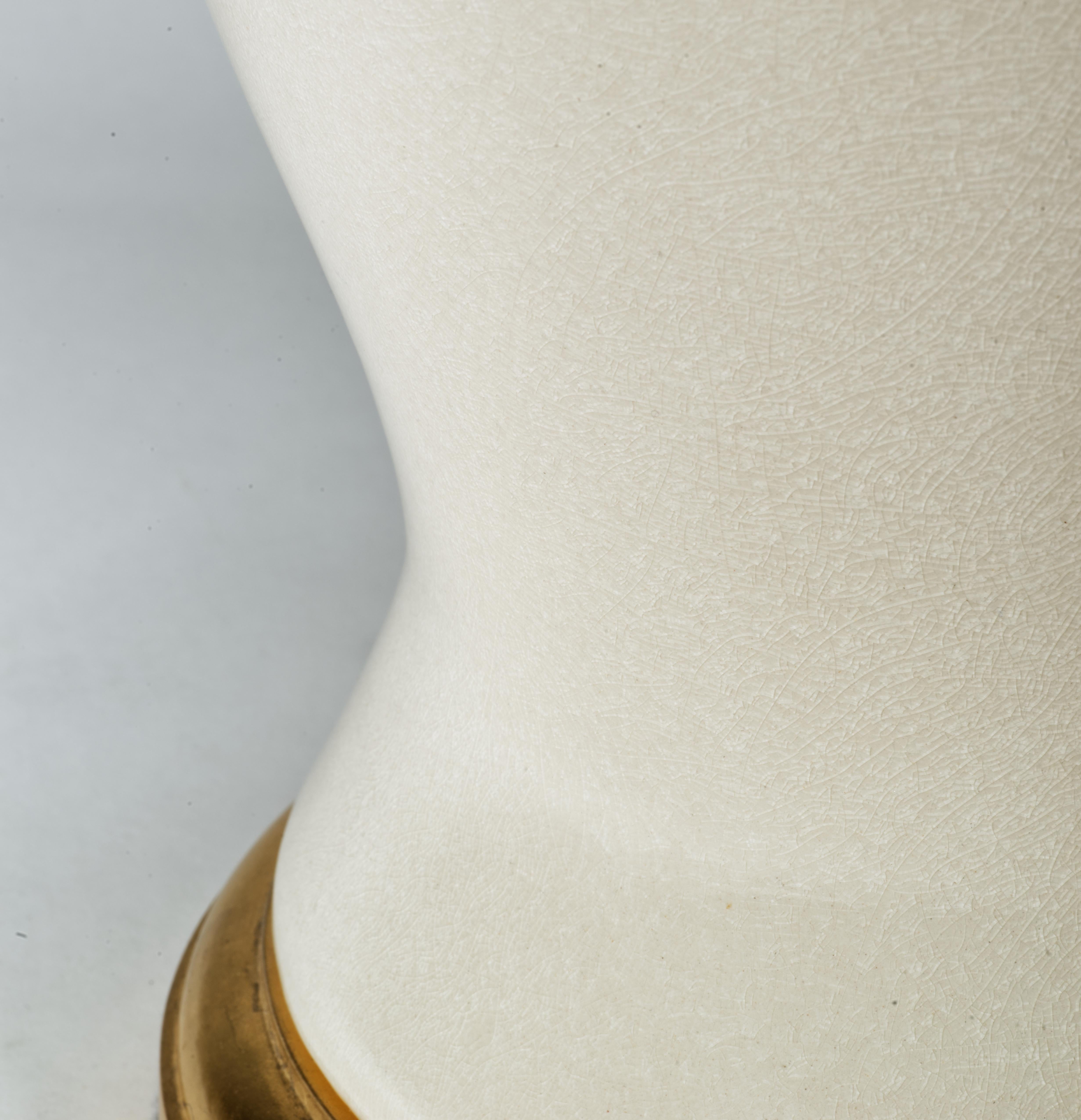 Ralph Lauren Pair of Large Urn Table Lamps, White Craquelure Glaze 1