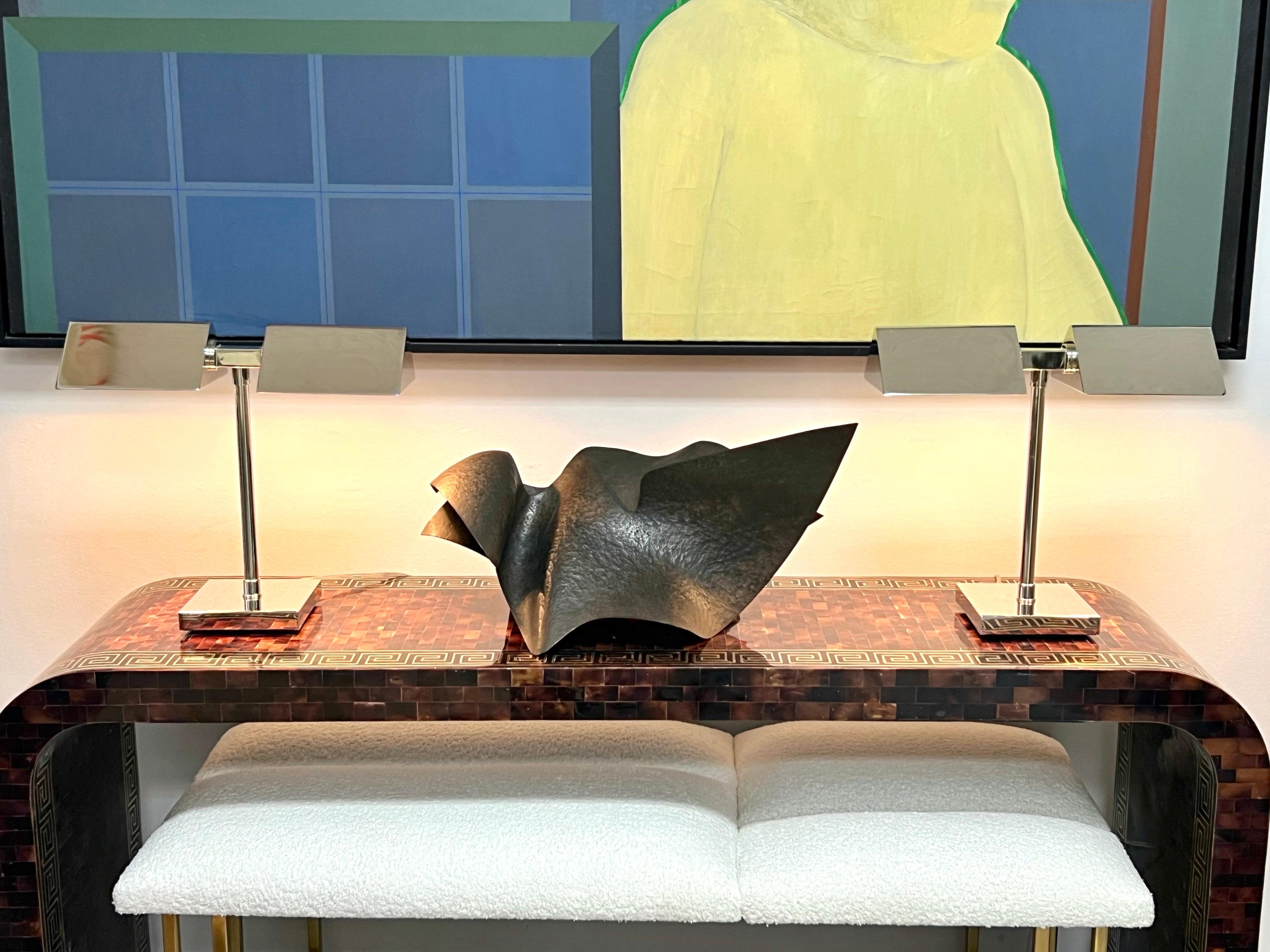American Ralph Lauren Pair of Nickel Table Desk Lamps