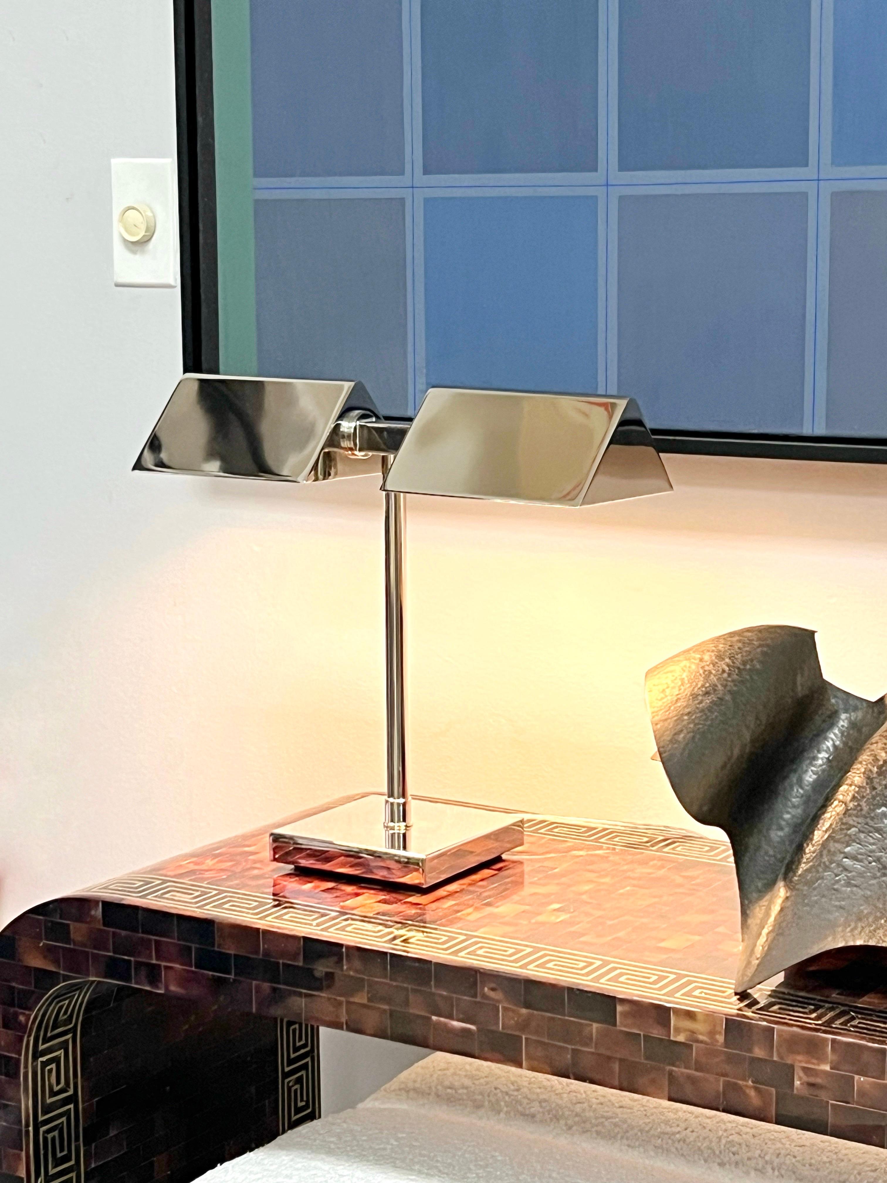 Contemporary Ralph Lauren Pair of Nickel Table Desk Lamps