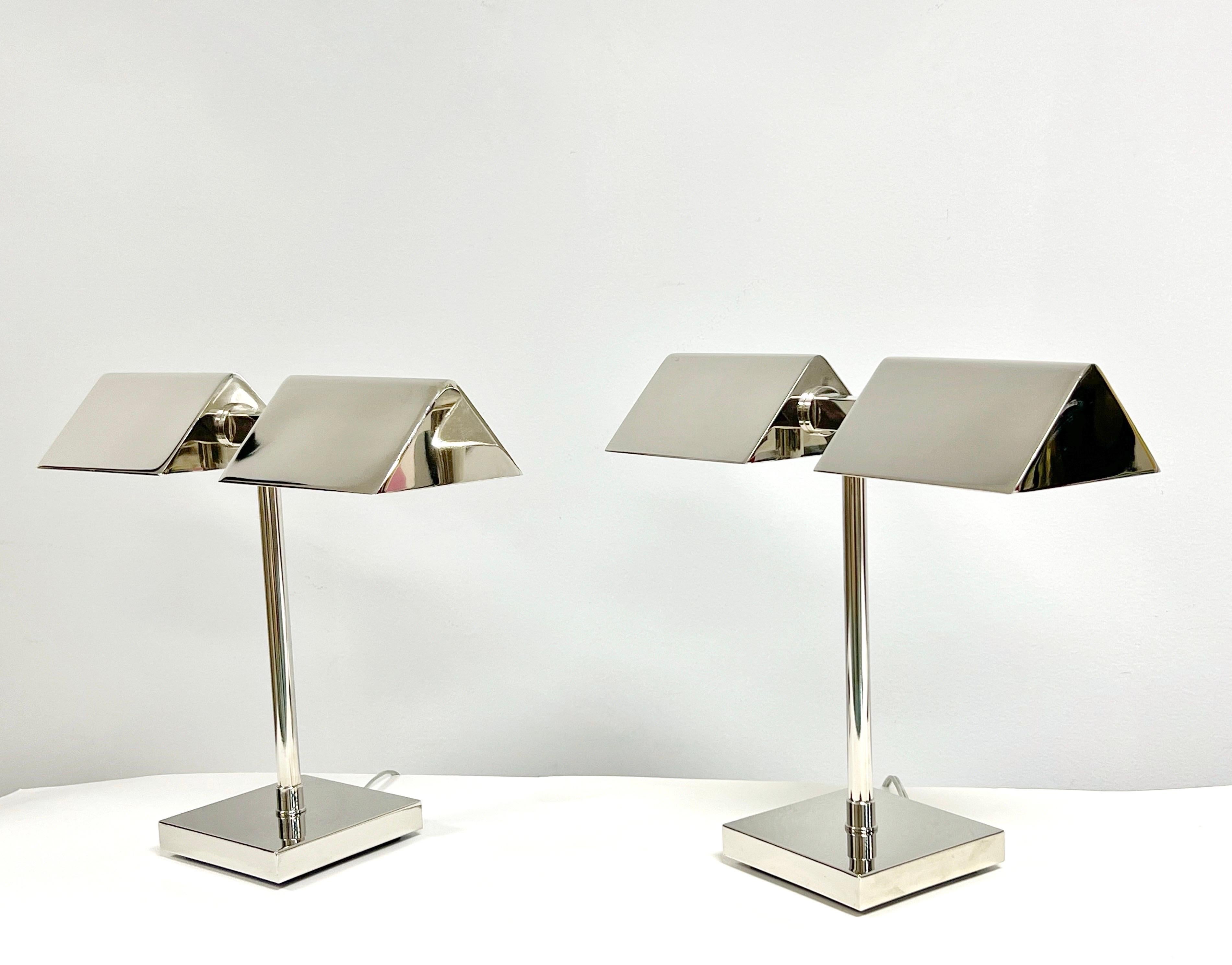 Ralph Lauren Pair of Nickel Table Desk Lamps 1
