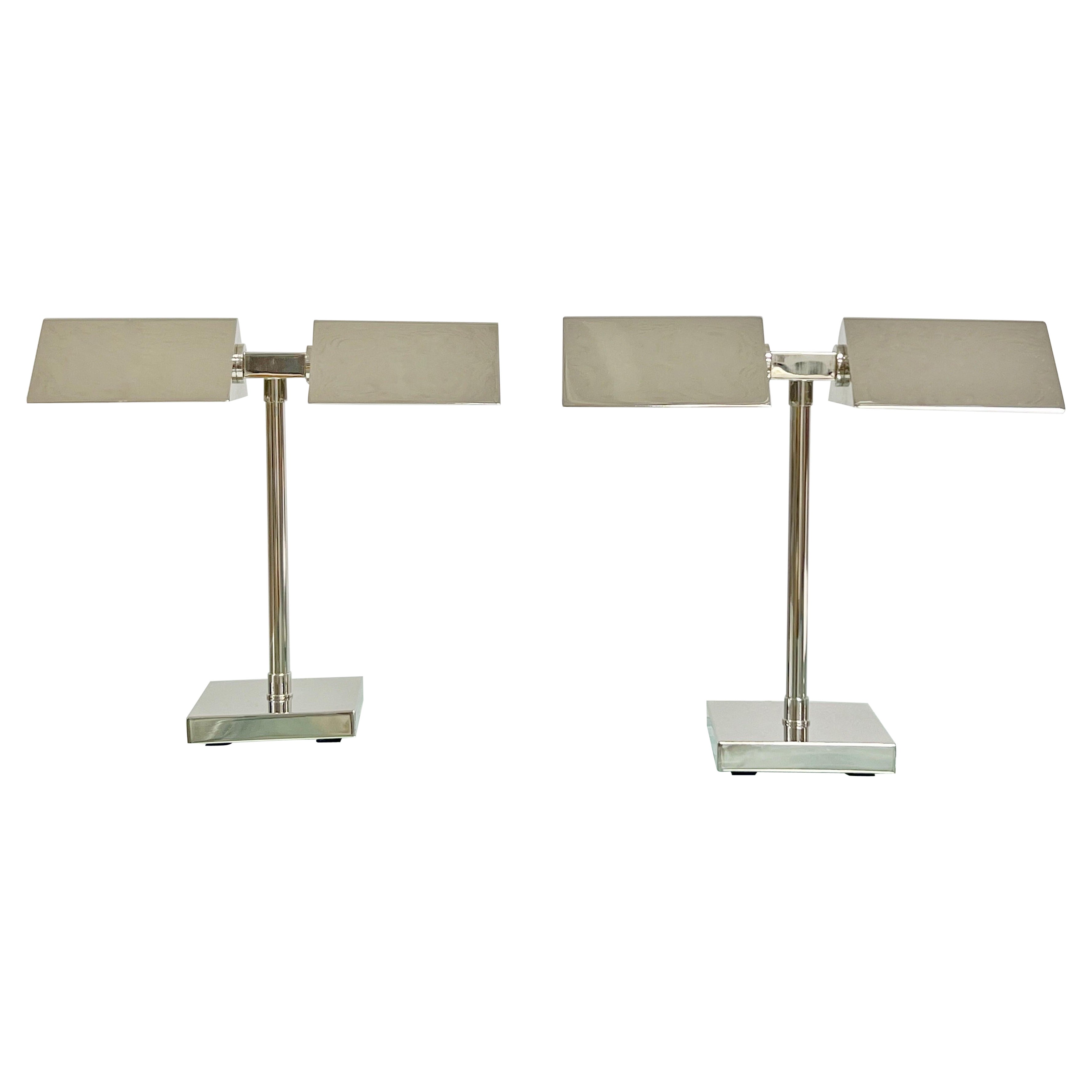 Ralph Lauren Pair of Nickel Table Desk Lamps