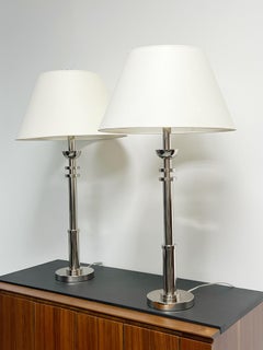 Ralph Lauren Pareja de Lámparas de Mesa de Níquel Art Decó