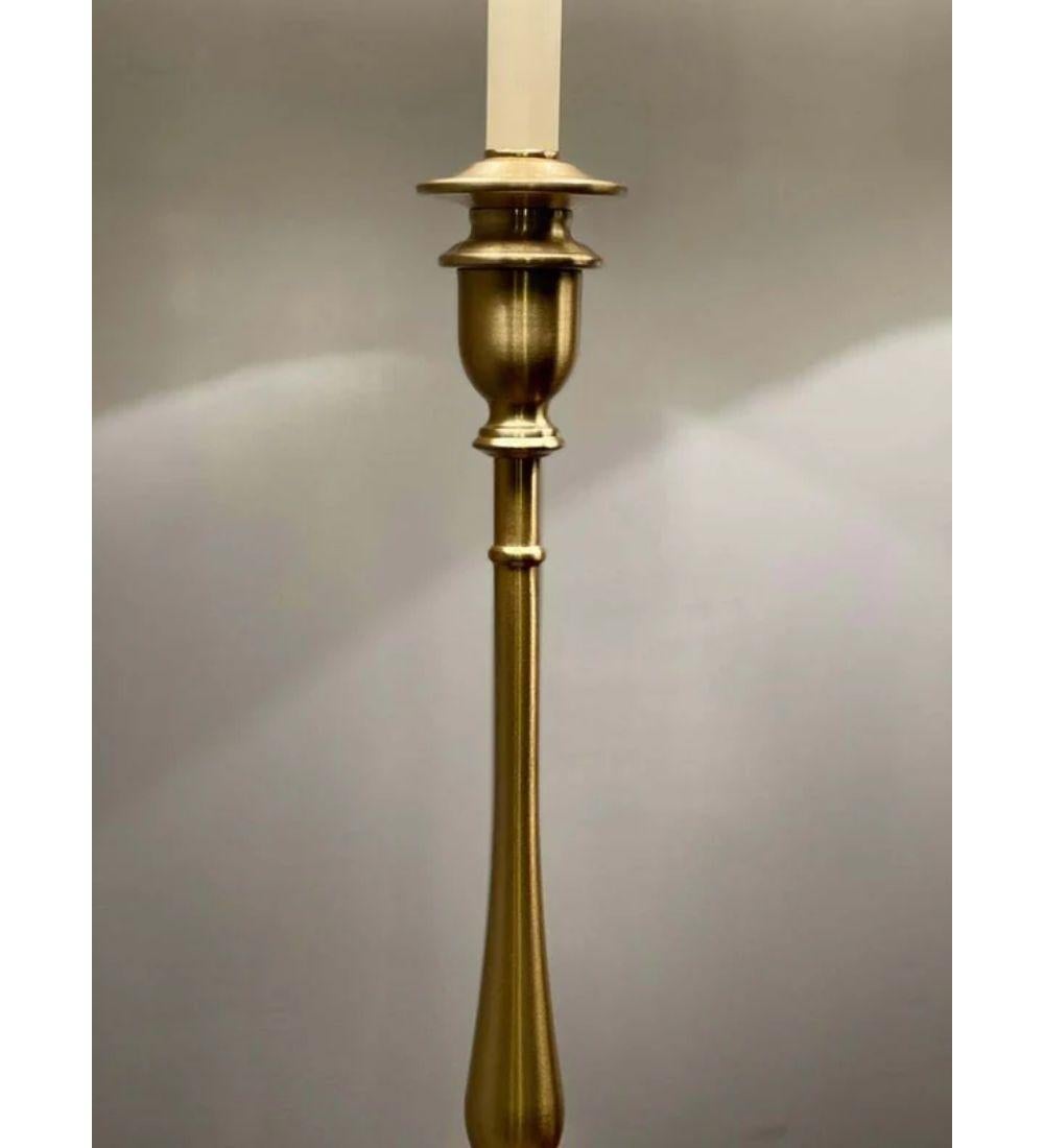 American Ralph Lauren Pair of Tall Victorian Style Brass Candle Lamp