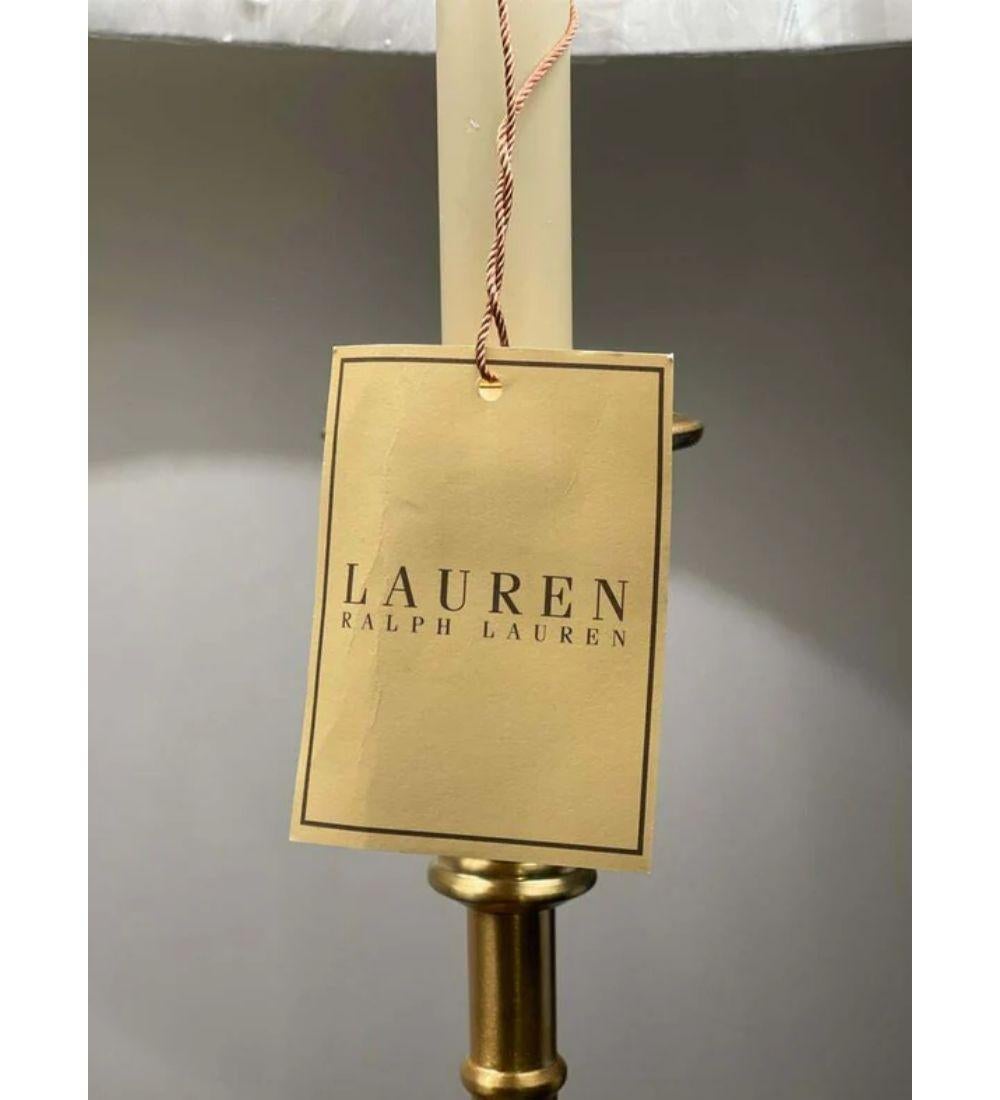 Ralph Lauren Pair of Tall Victorian Style Brass Candle Lamp In Good Condition In Pulborough, GB