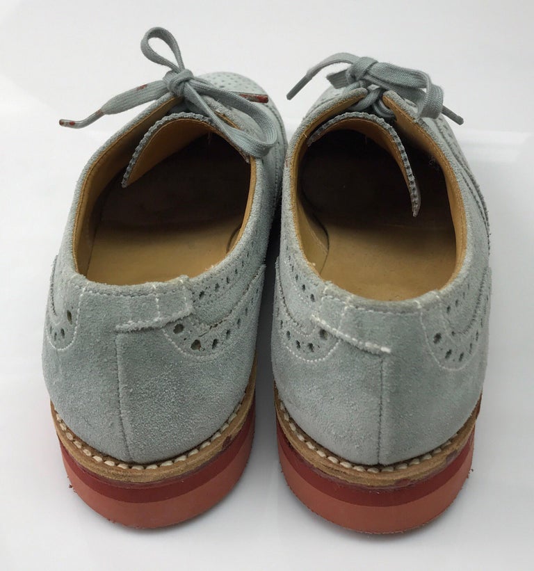 Ralph Lauren Pale Blue Suede Oxfords 6.5 For Sale at 1stDibs
