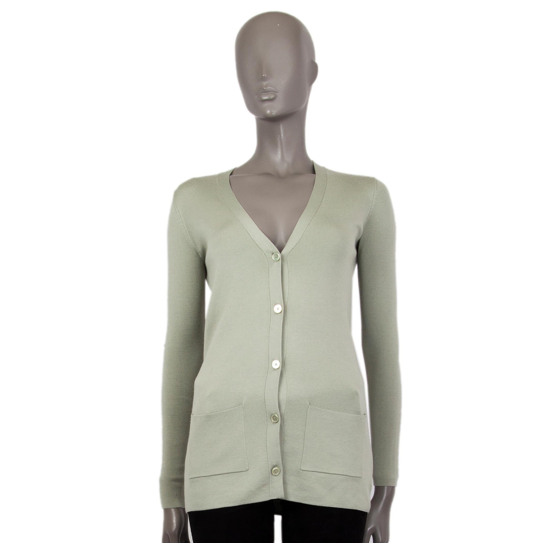 Women's RALPH LAUREN pale green wool & silk BUTTON FRONT Cardigan Sweater XS For Sale
