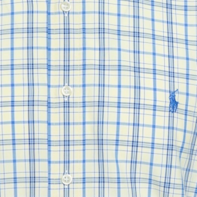 Ralph Lauren Pale Yellow Checked Cotton Button Down Shirt 3XL For Sale 1