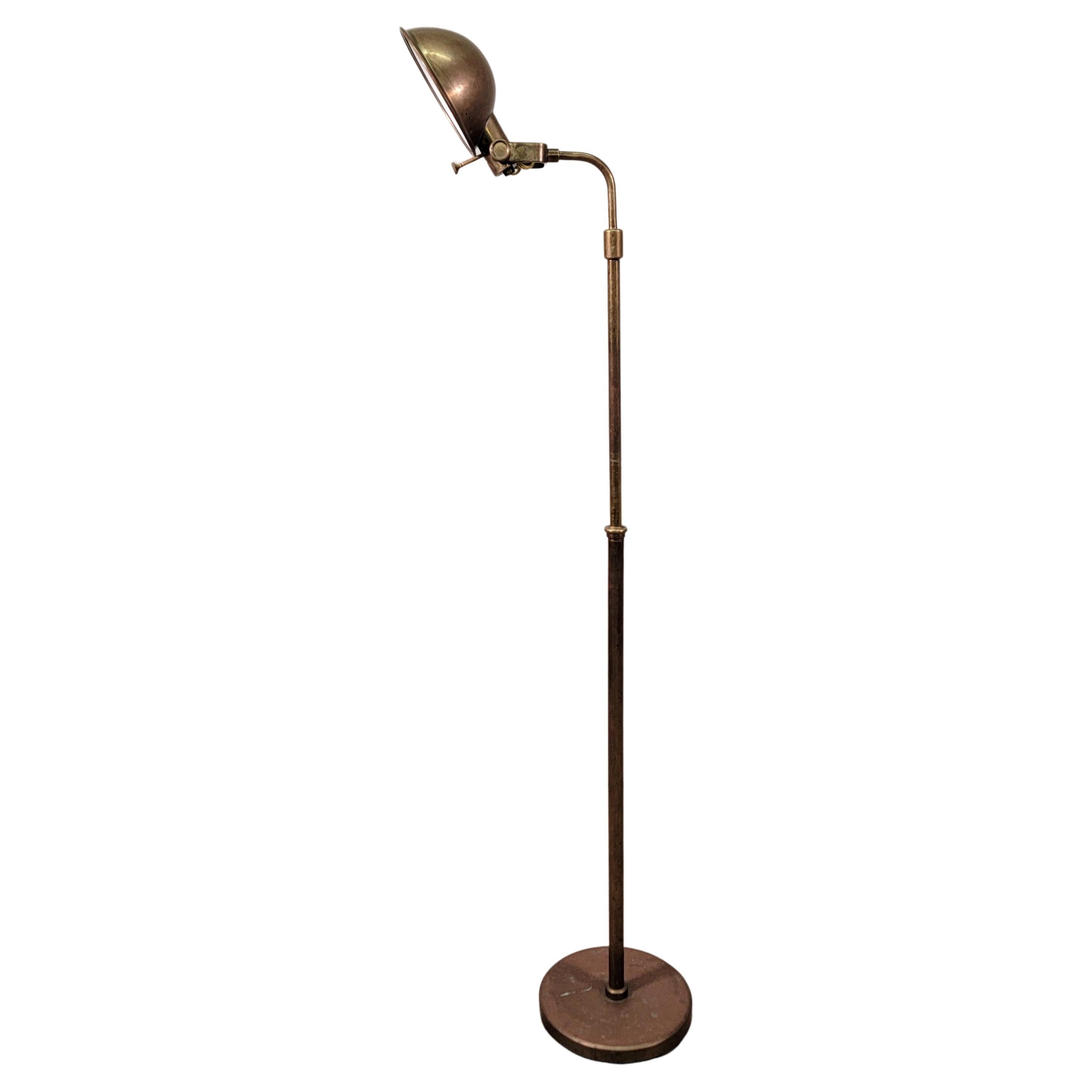 Ralph Lauren Patinated Brass Adjustable Pharmacy Floor Lamp For Sale 2