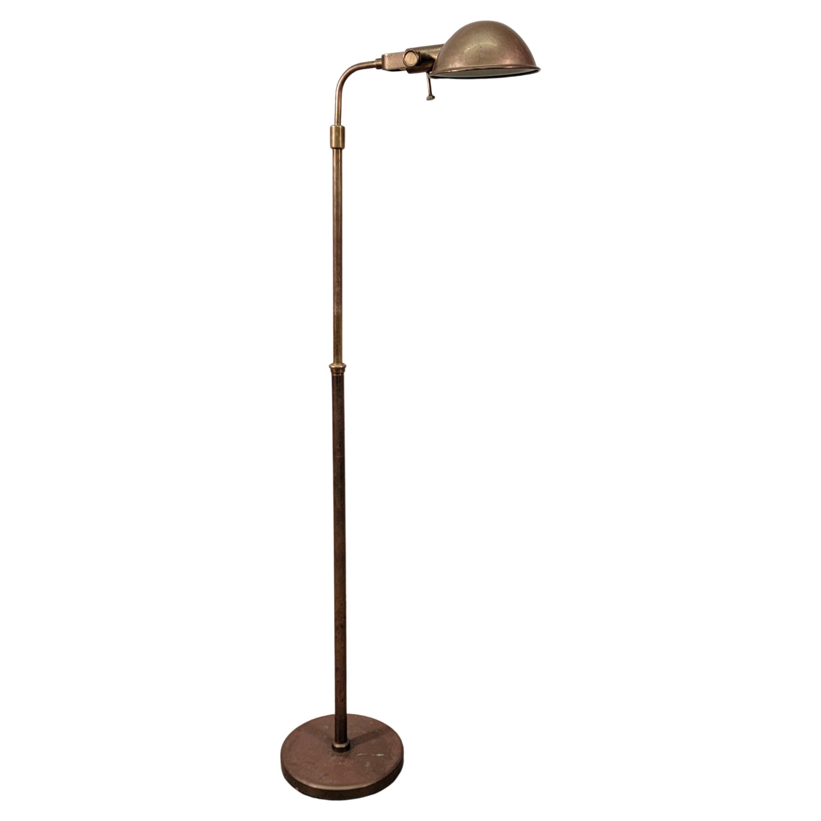 Ralph Lauren Patinated Brass Adjustable Pharmacy Floor Lamp