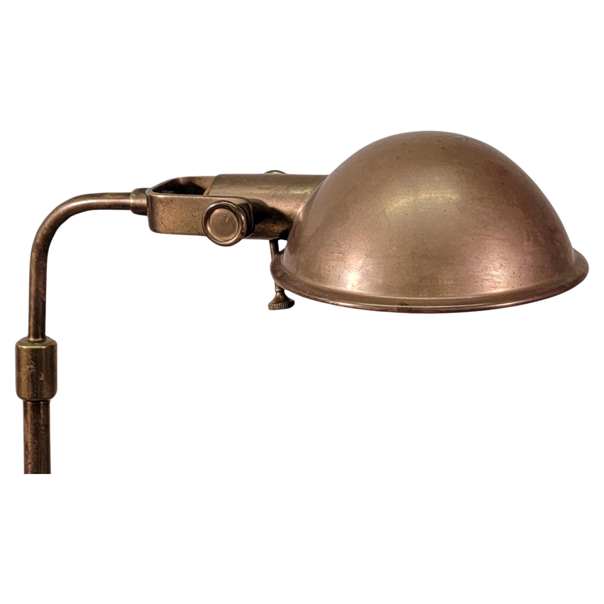 20th Century Ralph Lauren Patinated Brass Adjustable Pharmacy Floor Lamps - a Pair