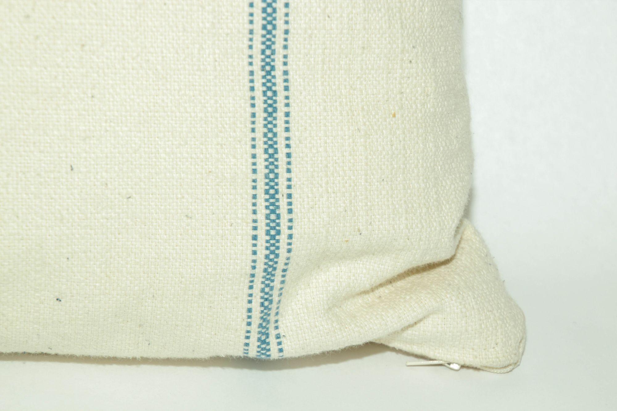 20th Century Ralph Lauren Pillow White and Blue Striped Linen Throw Pillow