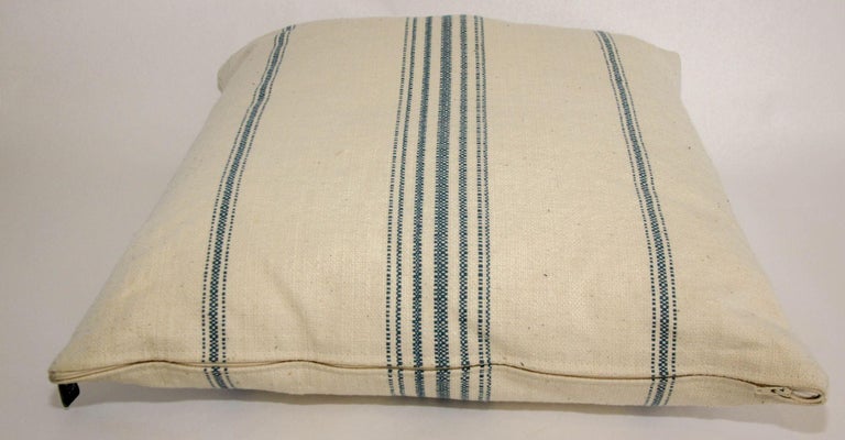 Ralph Lauren Pillow White and Blue Striped Linen Throw Pillow For Sale 2