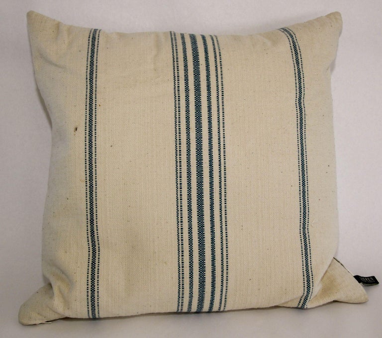 Ralph Lauren Pillow White and Blue Striped Linen Throw Pillow For Sale 3