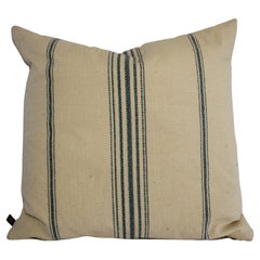 Vintage Ralph Lauren Pillow White and Blue Striped Linen Throw Pillow