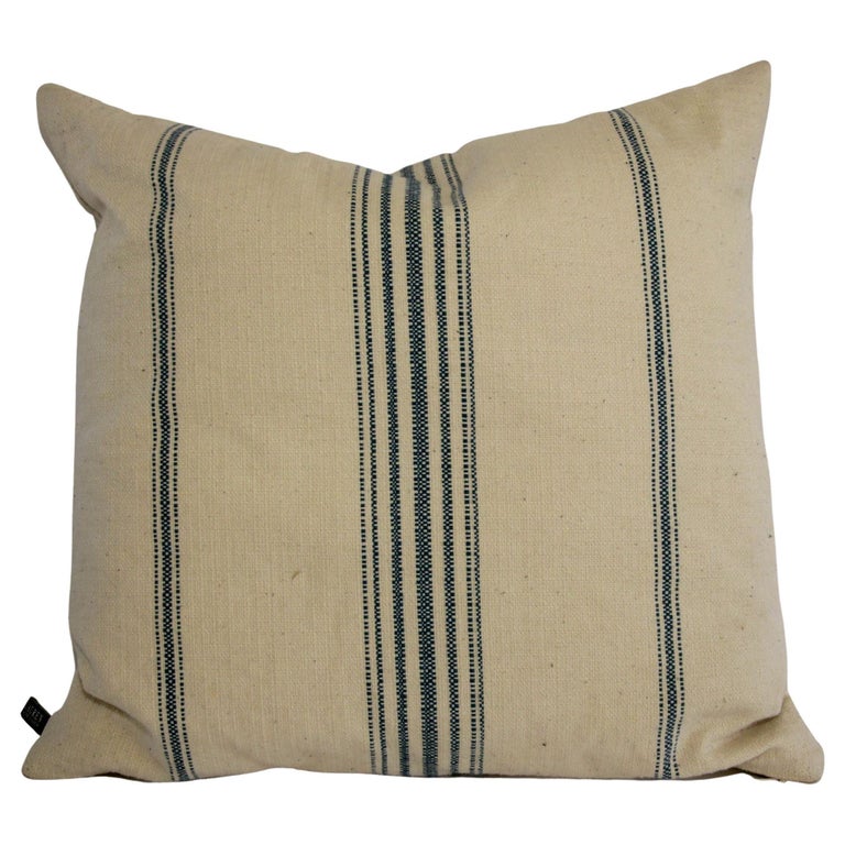 Ralph Lauren Pillow White and Blue Striped Linen Throw Pillow For Sale