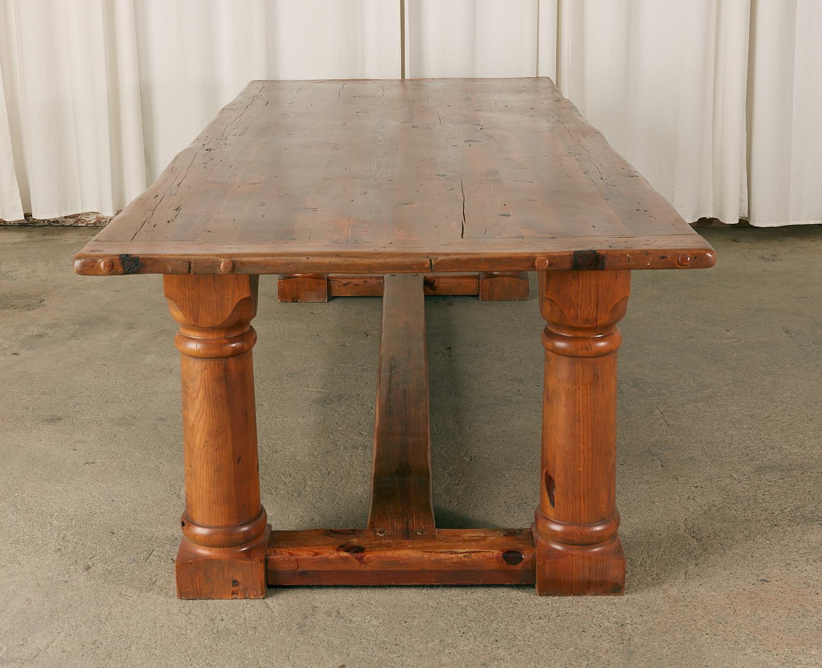 Ralph Lauren Pine Country Farmhouse Trestle Dining Table  7