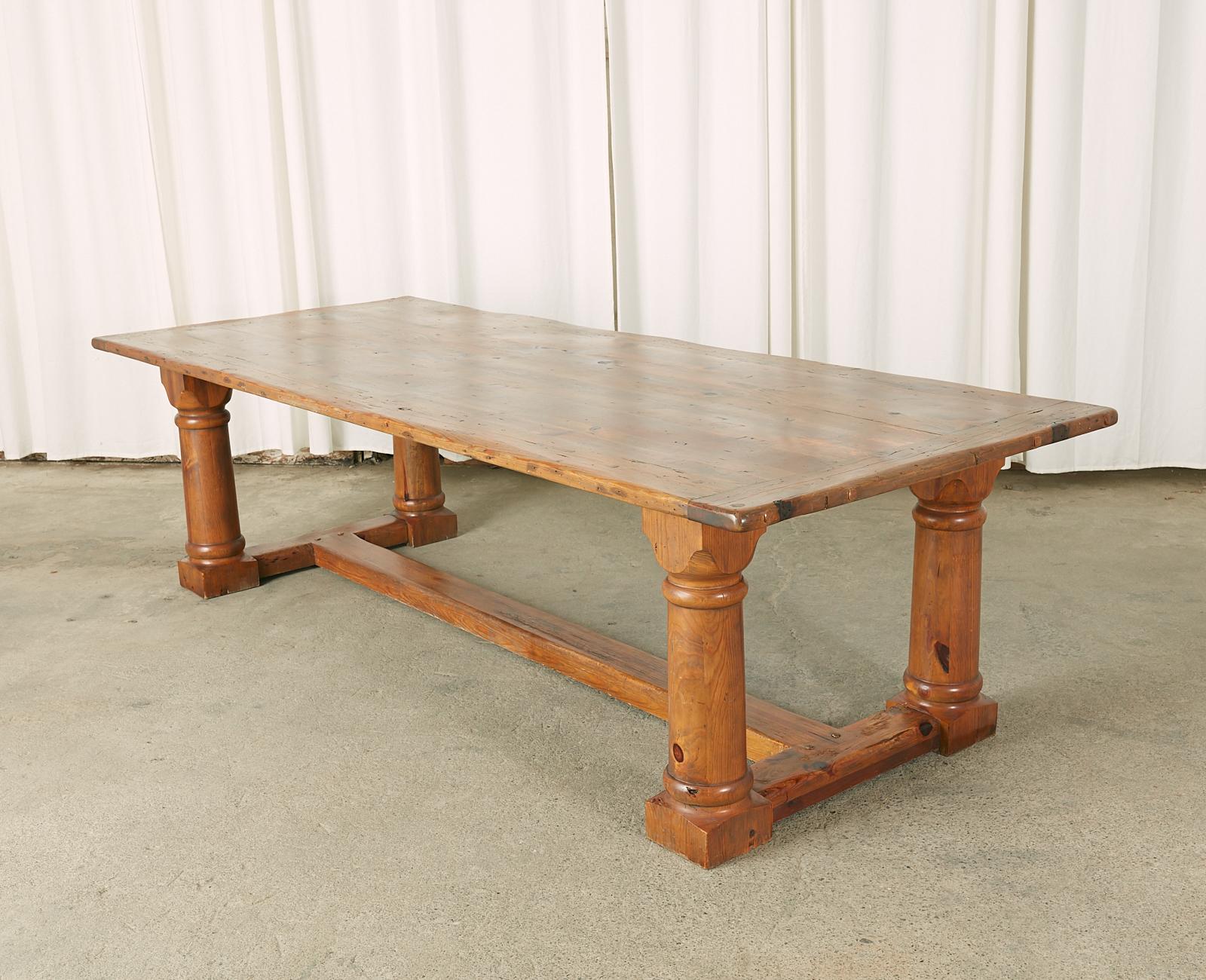 Ralph Lauren Pine Country Farmhouse Trestle Dining Table  10