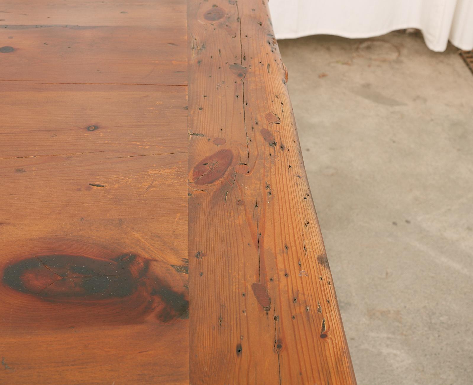 20th Century Ralph Lauren Pine Country Farmhouse Trestle Dining Table 