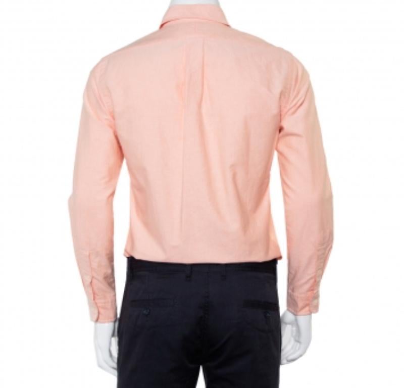 Orange Ralph Lauren Pink Cotton Button Front Custom Fit Shirt S For Sale