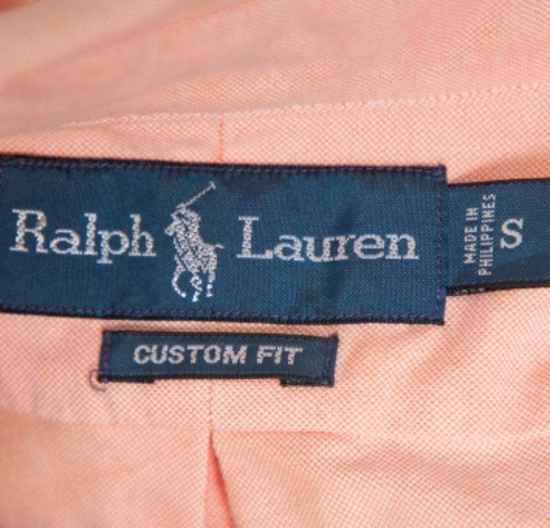 Men's Ralph Lauren Pink Cotton Button Front Custom Fit Shirt S For Sale
