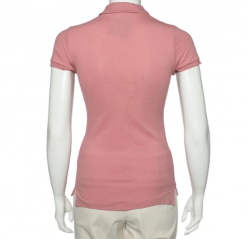 Marrone T. Ralph Lauren Rosa Cotone Piqué Skinny Polo S in vendita