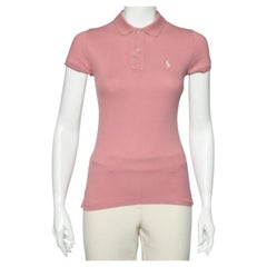 T. Ralph Lauren Rosa Cotone Piqué Skinny Polo S