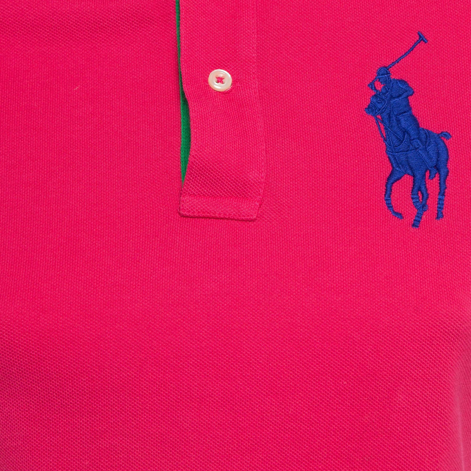Polo Polo Lauren en coton piqué brodé rose S Neuf - En vente à Dubai, Al Qouz 2