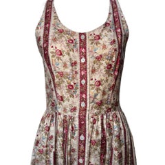 Ralph Lauren Pink Floral Cottage Core Cotton Dress, 1980s